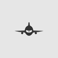 Airplane vector. Airplane silhouette front view. Editable airline logo
