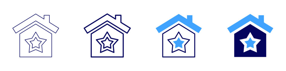 Commercial property listings icon in 4 different styles. Thin Line, Line, Bold Line, Duotone. Duotone style. Editable stroke