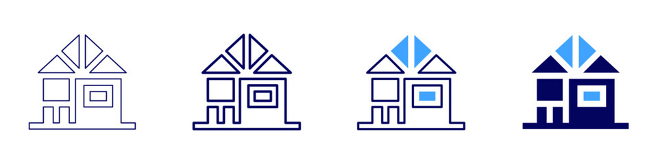 Commercial property sales icon in 4 different styles. Thin Line, Line, Bold Line, Duotone. Duotone style. Editable stroke