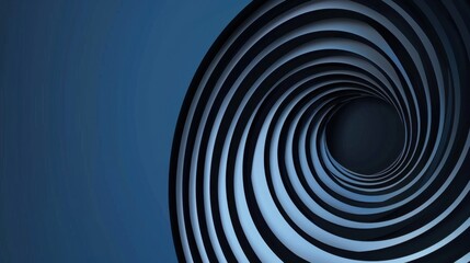 Obraz premium Abstract Blue Background with Spiral Patterns and Lines, Banner Template with White Space for Text. Geometric Minimalist Wallpaper with Copy Space on Blue Background. Modern Wallpaper.