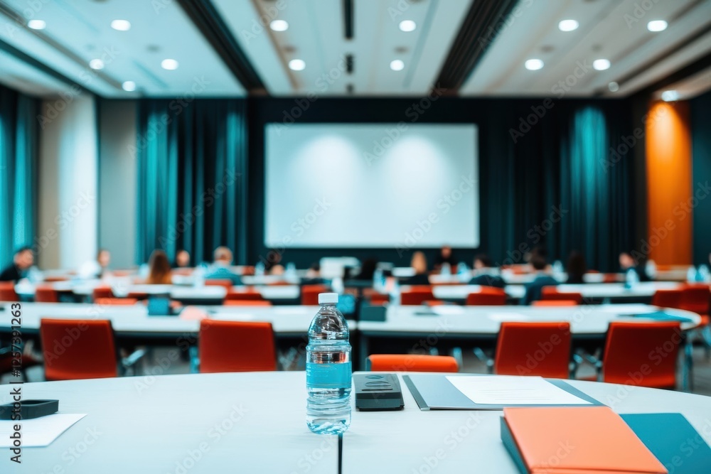 Aufkleber conference room with tables and chairs arranged for a business meeting or presentation session