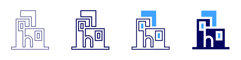 Property flipping guide icon in 4 different styles. Thin Line, Line, Bold Line, Duotone. Duotone style. Editable stroke