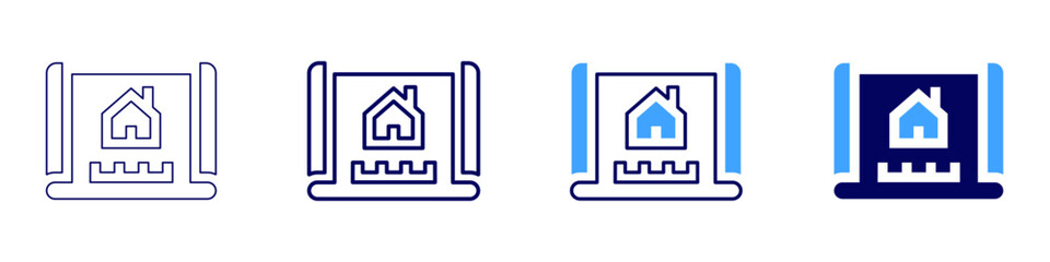 Property investment icon in 4 different styles. Thin Line, Line, Bold Line, Duotone. Duotone style. Editable stroke