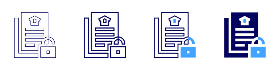 Property management agreements icon in 4 different styles. Thin Line, Line, Bold Line, Duotone. Duotone style. Editable stroke