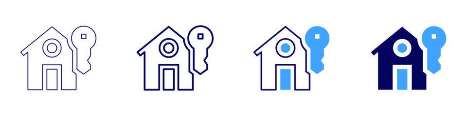 Property management companies icon in 4 different styles. Thin Line, Line, Bold Line, Duotone. Duotone style. Editable stroke