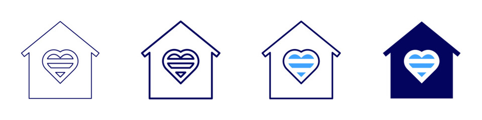 Property sales automation icon in 4 different styles. Thin Line, Line, Bold Line, Duotone. Duotone style. Editable stroke