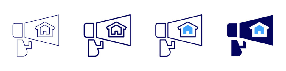 Property tax exemption icon in 4 different styles. Thin Line, Line, Bold Line, Duotone. Duotone style. Editable stroke