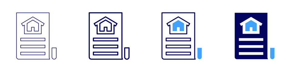 Property tax management tools icon in 4 different styles. Thin Line, Line, Bold Line, Duotone. Duotone style. Editable stroke