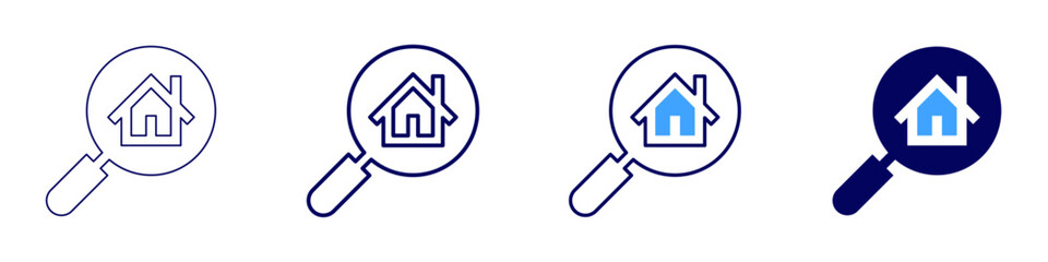 Real estate contract review icon in 4 different styles. Thin Line, Line, Bold Line, Duotone. Duotone style. Editable stroke