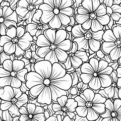 Fototapeta premium Simple Boho Floral Pattern Coloring Book Pages Relaxation Design