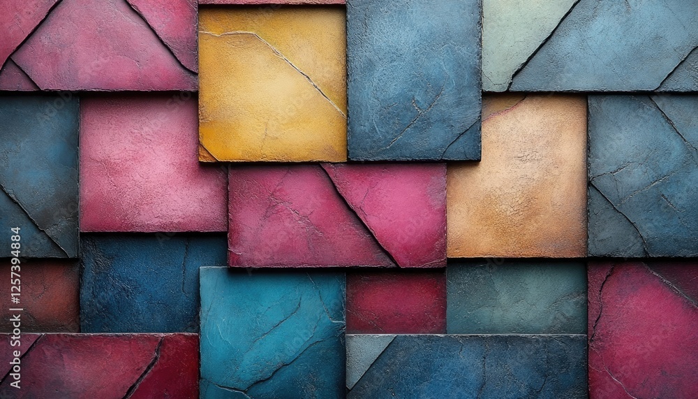 Poster abstract background of colorful square tiles with textured surface. ideal for design projects needin