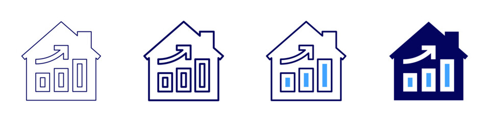 Real estate industry icon in 4 different styles. Thin Line, Line, Bold Line, Duotone. Duotone style. Editable stroke