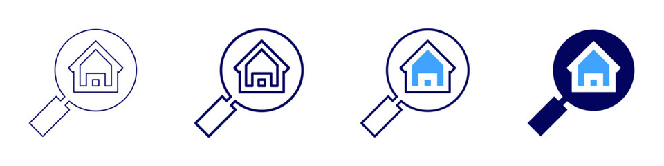 Real estate industry reports icon in 4 different styles. Thin Line, Line, Bold Line, Duotone. Duotone style. Editable stroke