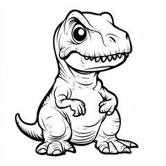 Fototapeta premium Adorable Cartoon T Rex Coloring Page Illustration Prehistoric Fun for Kids