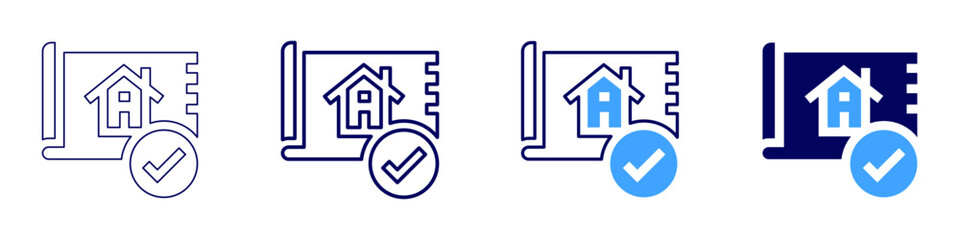 Real estate market prediction icon in 4 different styles. Thin Line, Line, Bold Line, Duotone. Duotone style. Editable stroke
