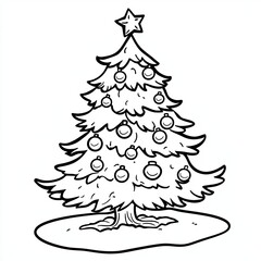 Simple Christmas Tree Coloring Page Illustration Festive Holiday Activity for Kids