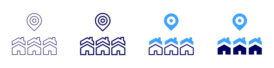 Real estate sales trends icon in 4 different styles. Thin Line, Line, Bold Line, Duotone. Duotone style. Editable stroke