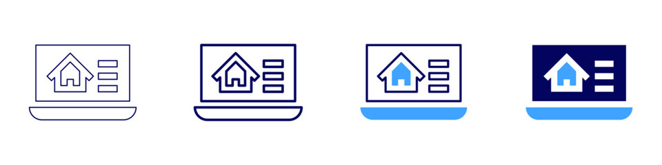 Rental income strategy icon in 4 different styles. Thin Line, Line, Bold Line, Duotone. Duotone style. Editable stroke