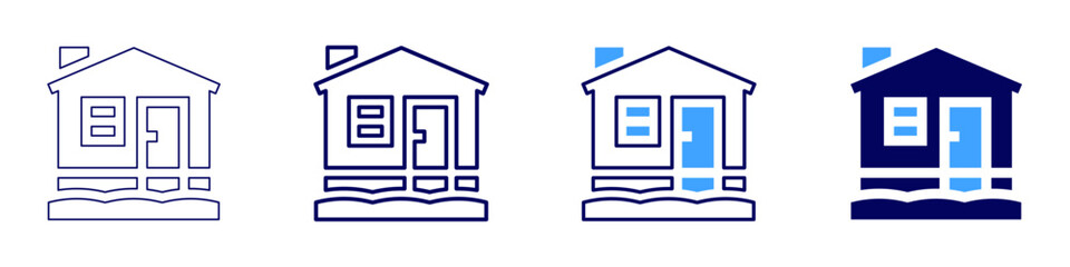 Rental property management icon in 4 different styles. Thin Line, Line, Bold Line, Duotone. Duotone style. Editable stroke