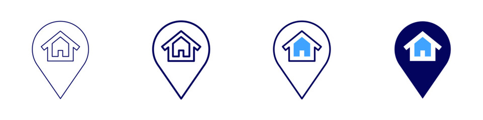Residential real estate icon in 4 different styles. Thin Line, Line, Bold Line, Duotone. Duotone style. Editable stroke