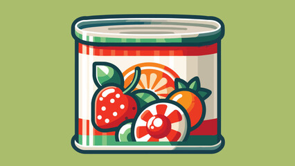 illustration of candied fruit in a can, in flat style