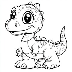 Fototapeta premium Adorable Dinosaur Coloring Page Simple Illustration for Kids