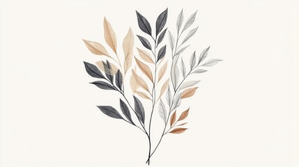 Obraz premium Elegant neutral-toned botanical illustration; website header