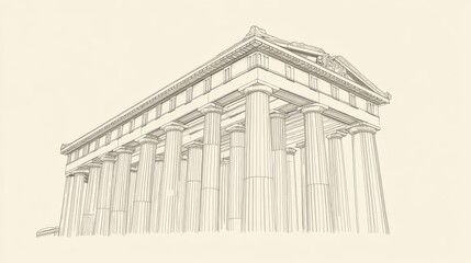 Fototapeta premium Greek temple architectural design, 3D model, isolated background, historical building illustration