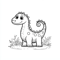 Fototapeta premium Dinosaur Fun Shapes Simple Coloring Book Pages Prehistoric Animals for Kids