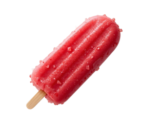 Frozen red popsicle ice cream isolated png cutout on white background