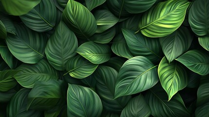 Fototapeta premium Abstract colorful texture of spathiphyllum cannifolium leaves in dark tropical nature background