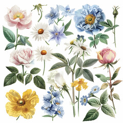 Illustration of Colorful Spring Flowers