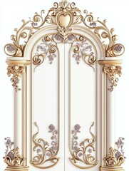 Obraz premium Ornate Gold And White Double Door Panel Design