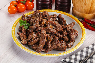 Stew beef slices with gravy