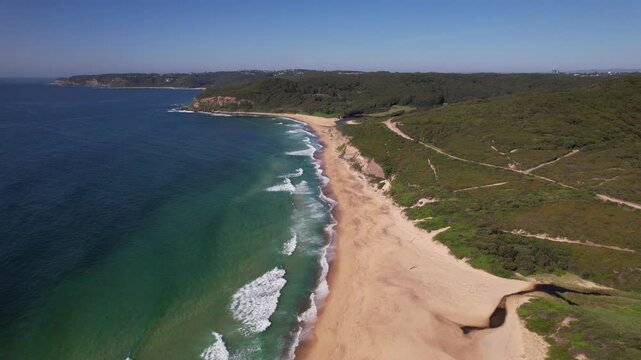 Glenrock Beach With Lagoon In Merewether, NSW, Australia - Drone Shot