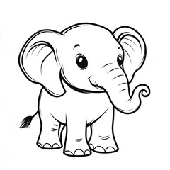 Obraz premium Adorable Elephant Coloring Book Page Simple Illustration for Kids