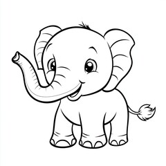 Obraz premium Charming Elephant Coloring Page Simple Illustration for Kids