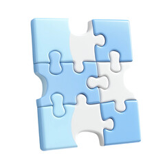 blue puzzle piece isolated on transparent background