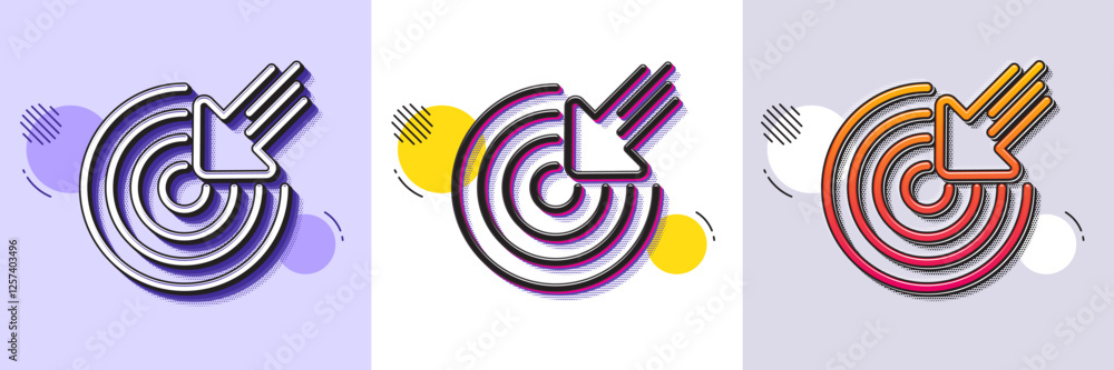 Poster targeting line icon. halftone dotted pattern. gradient icon with grain shadow. result arrow sign. tr