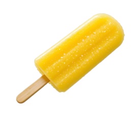 Frozen yellow mango popsicle ice cream isolated png cutout on white background