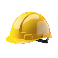 Fototapeta premium realistic high-quality isolated object of a yellow construction safety helmet, hard plastic shell with inner suspension system, professional engineering protection gear, on a white background, no