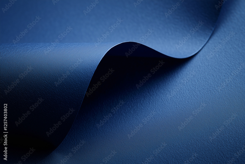 Poster blue fabric with a wave pattern. the fabric is smooth and has a shiny appearance