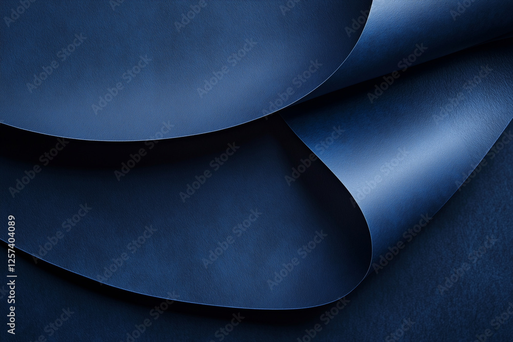 Poster blue fabric with a wave pattern. the fabric is smooth and has a shiny appearance