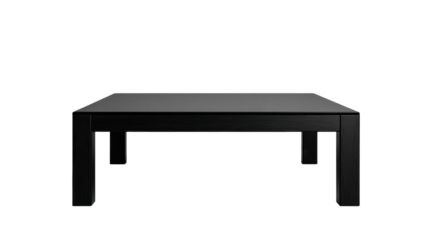 A sleek, modern black coffee table suitable for any contemporary living space. transparent background