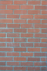 Fototapeta premium Vertical red brick wall | Dinding batu bata merah posisi menegak