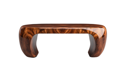 Elegant wooden coffee table showcasing unique craftsmanship and modern design. transparent background