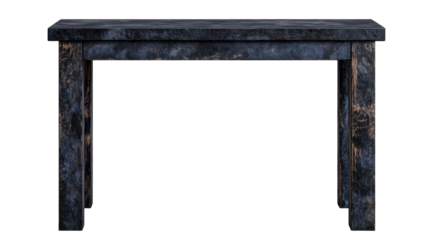 Elegant black wooden table with a unique, rustic finish for modern interiors. transparent background