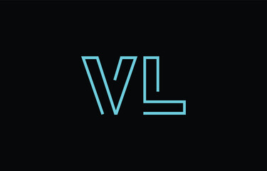 Obraz premium Illustration of creative typography featuring stylized letters V and L with a minimal blue color theme, suitable for branding and graphic design inspiration.