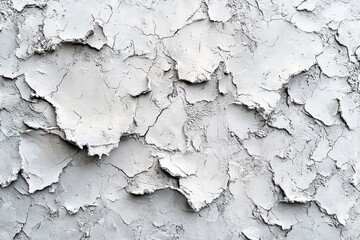 Obraz premium Textured Surface of Cracked White Plaster with Flaking Paint and Grunge Appearance