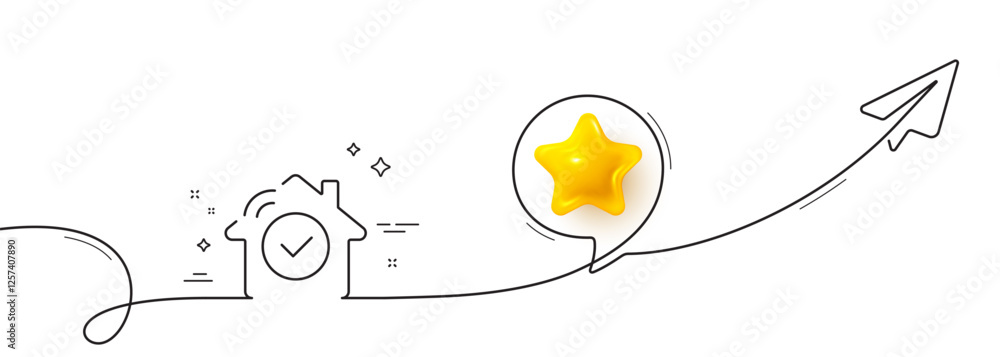 Aufkleber house security line icon. continuous line with share plane. smart home sign. private protection symb